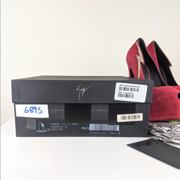 Giuseppe Zanotti Sharon 115 Passion Platform Suede Pumps in Red, 35.5 - Picture 10 of 10